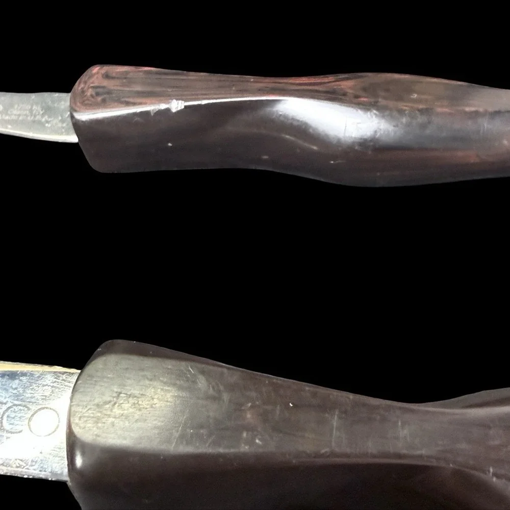 Cutco Serving Set‎ Spoon 17KI and Carving Fork 1726 KI Brown Swirl Handle